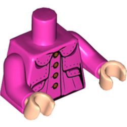 Torso Jacket, Collar, Medium Nougat Buttons, and Stitching Print, Dark Pink Arms, Light Nougat Hands