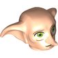 Minifig Head Special, Dobby with Lime Green Eyes and Black Mouth Print