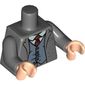 Torso Jacket, White Shirt, Red Tie with White Spots, Sand Blue Vest Print, Dark Bluish Gray Arms, Light Nougat Hands