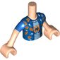 Minidoll Torso Boy with Light Nougat Arms and Hands with Hawaiian Shirt with Palm Tree and Sunset Print