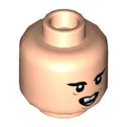 Minifig Head Marcus Flint, Thick Eyebrows, Buck Teeth, Angry Print [Hollow Stud]