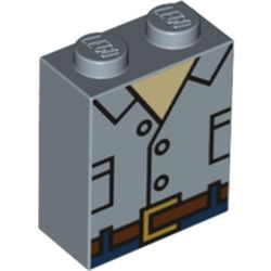 Brick 1 x 2 x 2 with Inside Stud Holder with Shirt, Brown Belt print