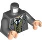Torso Jacket with Olive Vest, White Shirt and Tie Print (Argus Filch), Dark Bluish Gray Arms, Light Nougat Hands