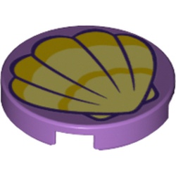 Tile Round 2 x 2 with Clam Shell print