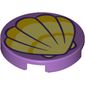 Tile Round 2 x 2 with Clam Shell print
