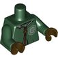 Torso Quidditch Robe over Sweater, White Collar and Crest (Slytherin) Print, Dark Green Arms, Dark Brown Hands