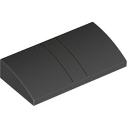 Slope Brick Curved 2 x 4 x 2/3 No Studs, with Bottom Tubes and Silver Lines print