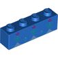 Brick 1 x 4 with Flowers print