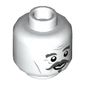 Minifig Head Nearly Headless Nick, Dark Bluish Grey Thick Eyebrows, Mustache, Goatee, Smiling / Worried Print