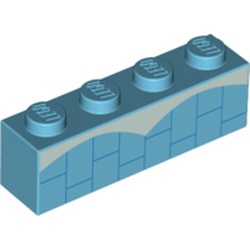 Brick 1 x 4 with White Arches, Blue Brick Pattern print