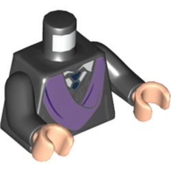 Torso Robe with Medium Lavender Sash, White Collar with Dark Blue Tie Print (Professor Quirrell), Black Arms, Light Nougat Hands