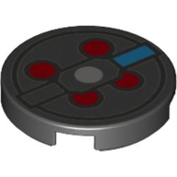 Tile Round 2 x 2 with Silver Lines, Red Circles, Blue Square print