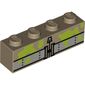 Brick 1 x 4 with Light Bluish Grey Belt, Lime Slime Stains print