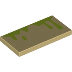 Tile 2 x 4 with Lime Slime Stains print