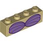 Brick 1 x 4 with 2 Violet Seashells print