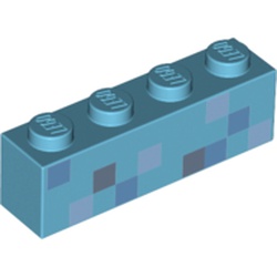 Brick 1 x 4 with Pixelated Sand Blue, Dark Bluish Gray and Light Bluish Gray Squares Print