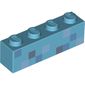 Brick 1 x 4 with Pixelated Sand Blue, Dark Bluish Gray and Light Bluish Gray Squares Print