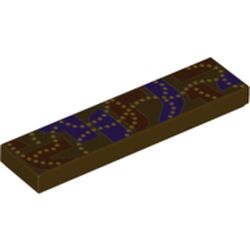 Tile 1 x 4 with Dark Red and Dark Purple Shapes, Pearl Gold Dotted Line