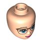 Minidoll Head Pink Glasses, Blue Eyes, Bright Pink Lips