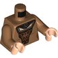 Torso Dress with Dark Brown Cape and Front Panel, Copper Badger Brooch and Design Print (Helga Hufflepuff), Medium Nougat Arms, Light Nougat Hands