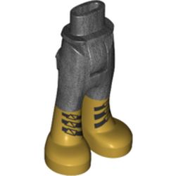 Minidoll Hips and Trousers with Back Pockets and Metallic Gold Boots with Three Black Clasps Print
