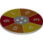 Plate Special Round 8 x 8 with 2 x 2 Center Studs with '1', '2', '3', '4', '5', '6' Spinning Wheel print