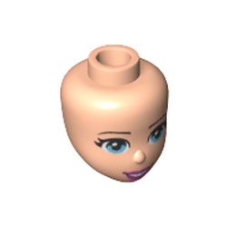 Minidoll Head with Blue Eyes, Pink Lips, Open Mouth Print