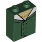 Brick 1 x 2 x 2 with Inside Stud Holder with Green Vest/Jacket, Golden Chain print