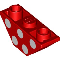 Slope Inverted 45° 3 x 1 Double with 2 Blocked Open Studs with White Circles, Dots print