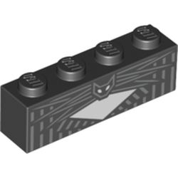 Brick 1 x 4 with Light Bluish Grey Lines, Bat/Cat print