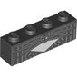 Brick 1 x 4 with Light Bluish Grey Lines, Bat/Cat print