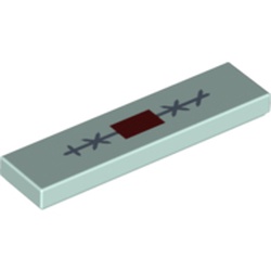 Tile 1 x 4 with Dark Red Rectangle, Dark Bluish Gray Lines, X, Sewing print