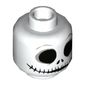 Minifig Head Jack Skellington, Skull Large Black Eyes, Nostrils and Very Wide Mouth Print [Hollow Stud]