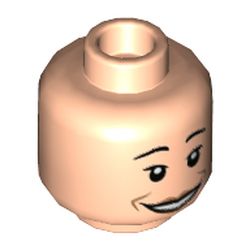 Minifig Head Edna Mode, Dual Sided, Female, Eyebrows, Medium Nougat Lips and Jaw Lines, Wide Smile / Neutral Print [Hollow Stud]