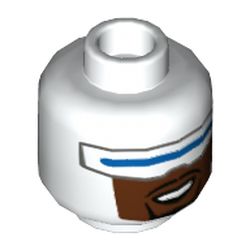 Minifig Head Frozone, Wide Blue Visor, Reddish Brown Lower Face with Black Goatee Print