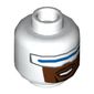Minifig Head Frozone, Wide Blue Visor, Reddish Brown Lower Face with Black Goatee Print