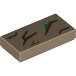 Tile 1 x 2 with Tree Bark Print