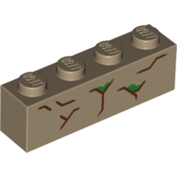Brick 1 x 4 with Tree Bark print