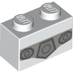 Brick 1 x 2 with Light Bluish Grey Field, Dark Bluish Grey Shapes print