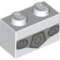 Brick 1 x 2 with Light Bluish Grey Field, Dark Bluish Grey Shapes print
