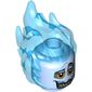 Minifig Head Special with Trans-Light Blue Flames, Orange Eyes, Raised Left Eyebrow, Large Grin Print (Hades)