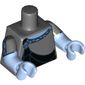 Torso, Dual Molded Arms, Tunic, Black with Undershirt Print, Dark Bluish Gray Sleeves Pattern, Bright Light Blue Arms and Hands