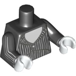 Torso Jacket with White Shirt and Pinstripes Print, Black Arms with White Pinstripes Print, White Hands