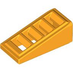 LEGO part 61409 Slope 18° 2 x 1 x 2/3 with 4 Slots in Flame Yellowish Orange/ Bright Light Orange