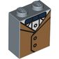 Brick 1 x 2 x 2 with Inside Stud Holder with Jacket/Vest, White Shirt, Dark Blue Bow Tie print