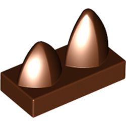 LEGO part 15209 PLATE 1X2 W/ 2 VERT. TEETH in Reddish Brown