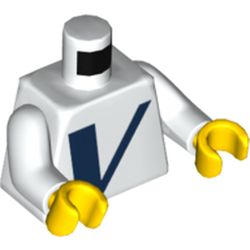Torso Dark Blue V Print, White Arms, Yellow Hands