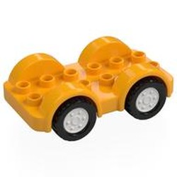 Duplo Car Base 2 x 6 - 4 White Wheels with Black Tires on 4 Fixed Axles