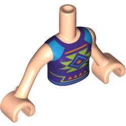 Minidoll Torso Girl with Dark Purple Shirt with Lime, Medium Blue and Pink Shapes
