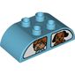 Duplo Brick 2 x 4 Curved Top with Boy and Dog in Windows Print